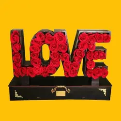 طرح لیزر جعبه گل لاو love کشویی
