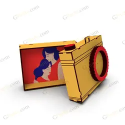 طرح برش لیزر جعبه هدیه مدل دوربین عکاسی