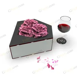 طرح برش لیزر جعبه گل شبیه الماس و قلب