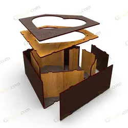 طرح برش لیزر جعبه گل شبیه الماس و قلب