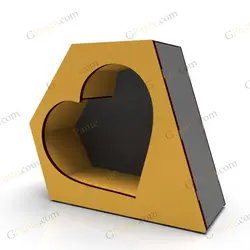 طرح برش لیزر جعبه گل شبیه الماس و قلب