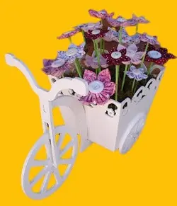 طرح لیزر رایگان سبد گل سه چرخه ای