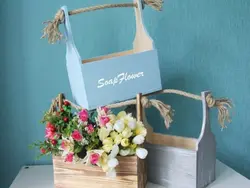 طرح برش لیزر سبد گل با دسته کنفی