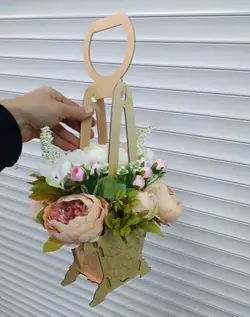 طرح برش لیزر سبد گل آویز