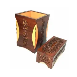 طرح لیزر جعبه دستمال کاغذی و سطل زباله