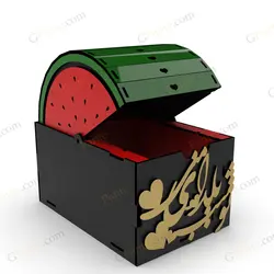 طرح لیزر جعبه هدیه مدل اسلایس مناسب شب یلدا