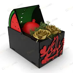 طرح لیزر جعبه هدیه مدل اسلایس مناسب شب یلدا