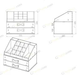 طرح لیزر استند آرایشی شخصی دو کشو سی سی