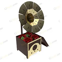 طرح باکس هدیه و گل گرامافون