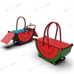 طرح برش لیزر سبد گل هندوانه ای مناسب یلدا