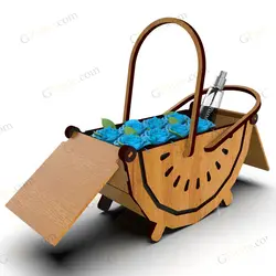 طرح برش لیزر سبد گل هندوانه ای مناسب یلدا