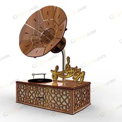 طرح برش لیزر جعبه هدیه گرامافون2