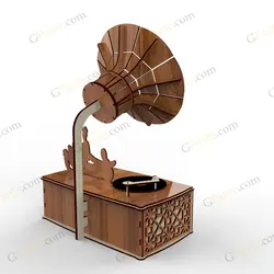 طرح برش لیزر جعبه هدیه گرامافون2