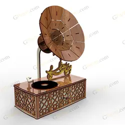 طرح برش لیزر جعبه هدیه گرامافون2