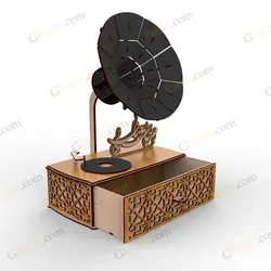 طرح برش لیزر جعبه هدیه گرامافون2
