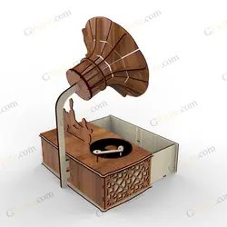 طرح برش لیزر جعبه هدیه گرامافون2