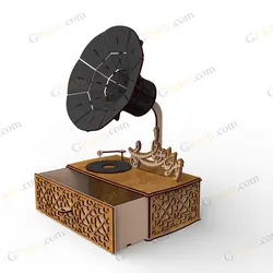 طرح برش لیزر جعبه هدیه گرامافون2