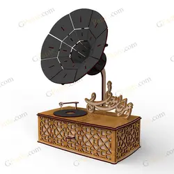 طرح برش لیزر جعبه هدیه گرامافون2