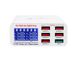6PORT USB INTELLIGENT FAST LIGHTNING CHARGER SS_304Q SUNSHINE-شارژر هاب و تستر ۶ پورت فست شارژ هوشمند اس اس ۳۰۴ کیو سان شاین