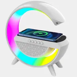 اسپیکر و شارژر وایرلس مدل RGB BT2301 ا شناسه کالا: Bluetooth Speaker Led Smart Atmosphere Lamp G-shaped Wireless Charger Night Light BT2301 ‏