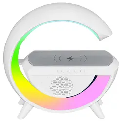 اسپیکر و شارژر وایرلس مدل RGB BT2301 ا شناسه کالا: Bluetooth Speaker Led Smart Atmosphere Lamp G-shaped Wireless Charger Night Light BT2301 ‏