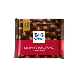 شکلات تلخ با تکه های فندق ریتر اسپورت 100 گرم Ritter Sport