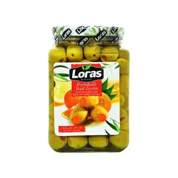 زیتون سبز با مغز پرتقال لوراس 1.5 کیلویی Loras