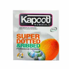 کاندوم سوپر خاردار 3 عددی حلقه ای کاپوت Kapoot Super Dotted &amp; Ribbed