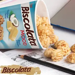 بیسکولاتا لیوانی با مغز شکلات سفید و نارگیل Biscolata