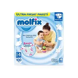 پوشک چسبی مولفیکس بسته 100 عددی سایز 4 Molfix