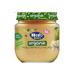 پوره ارگانیک موز گلابی همراه با جو دو سر هرو بیبی 120 گرمی Hero Baby