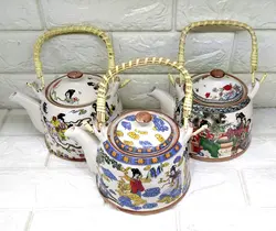 قوری چینی دسته حصیری
