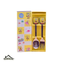 قاشق و چنگال کودک مدل باب اسفنجی