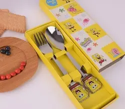 قاشق و چنگال کودک مدل باب اسفنجی