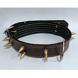 قلاده گردنی چرمی میخ دار عرض 5cm و طول 60cm
