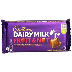 شکلات شیری بادام و کشمش کدبری Cadbery وزن 160 گرم