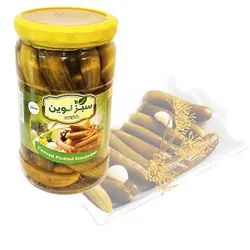 خیارشور سبز نوین شیشه ای 680 گرم