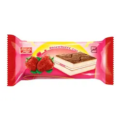 کیک تاپ لایه ای کرمدار طعم توت فرنگی شیرین عسل 30 گرم