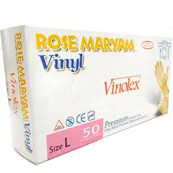 دستکش وینیل وینولکس رز مریم سایز بزرگ 50 عددی