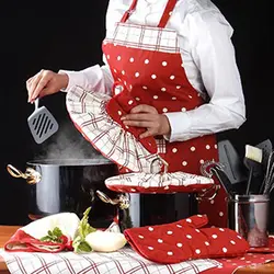 پیشبند کتان رزین تاژ طرح خالدار قرمز