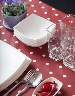 پیشبند کتان رزین تاژ طرح خالدار قرمز