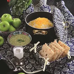 دستمال سفره کتان رزین تاژ طرح ترمه