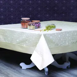 رومیزی حاشیه دار 4نفره مربع 150*150 مینا کرم