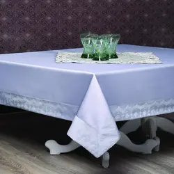 رومیزی حاشیه دار 4نفره مربع 150*150 کتیبه طوسی