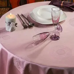 رومیزی ژاگارد گرد قطر 200 طرح رمانس یاسی