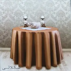 رومیزی ساتن پنبه 4نفره مربع 150*150 رنگ شکلاتی