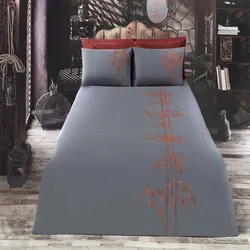 ست کاور لحاف دونفره گلدوزی رنگ طوسی تیره-مسی