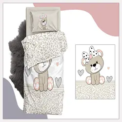 ست لحاف 9تکه نوزادی ساتن طرح خرس