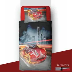 ست لحاف سه تکه نوجوان طرح ماشین آتشین