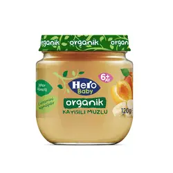 پوره میوه ارگانیک موز و زردآلو هرو بیبی Hero baby